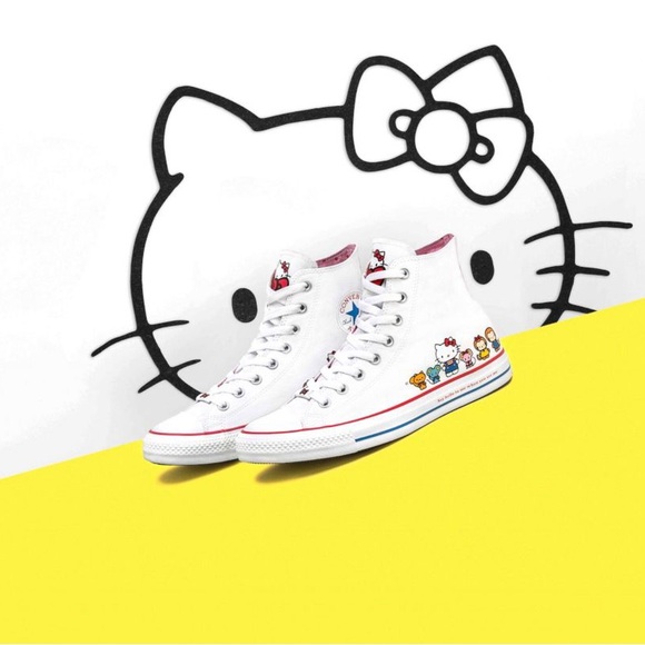 NWOT Converse Chuck Taylor All Star HI Hello Kitty® Friends Sneaker-White - Picture 3 of 16